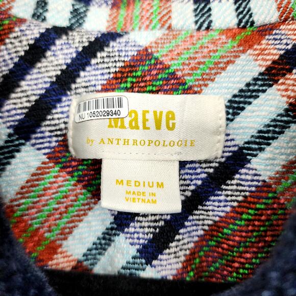 Anthropologie Maeve Retro Plaid Trucker Jacket Faux Fur Collar Size Medium - Picture 2 of 6